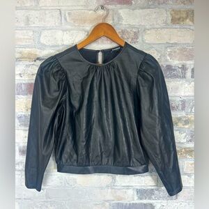 Express Faux Leather Black Long Sleeve  Blouse‎ Womens XS